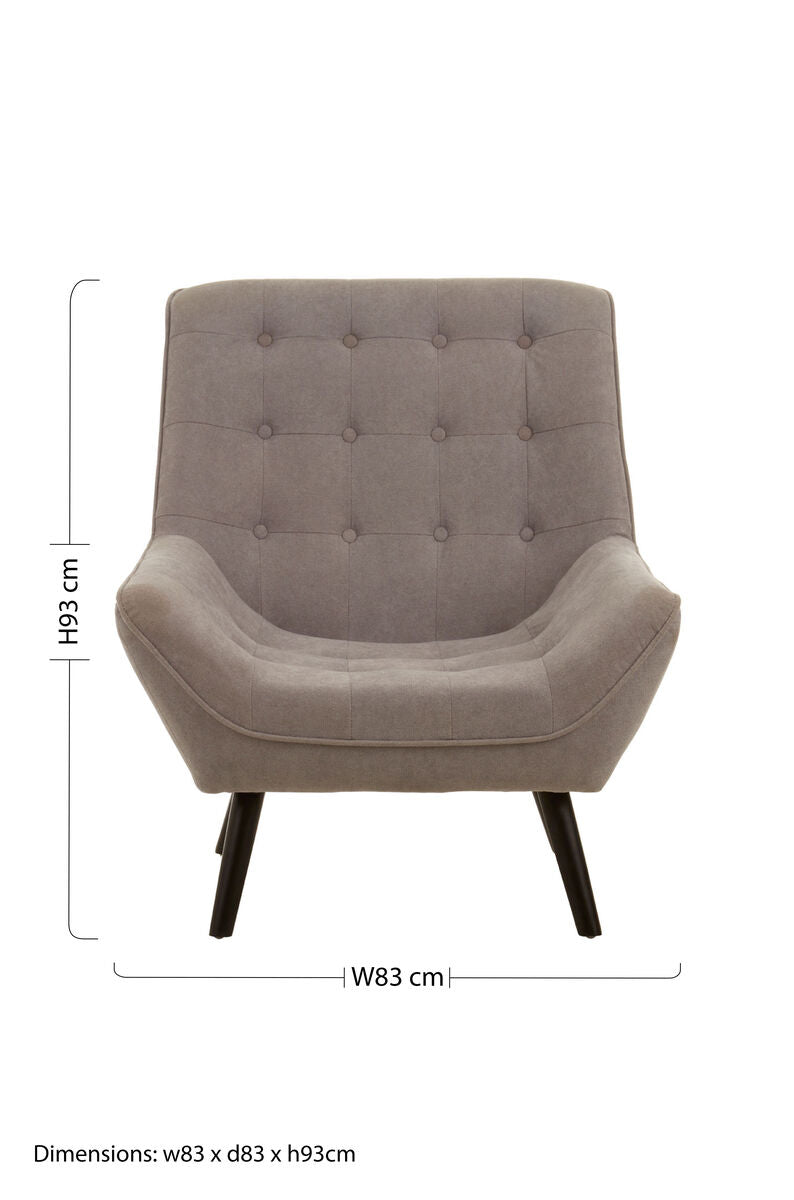 Orsina Stockholm Grey Linen Effect Accent Chair | Black Wood Legs