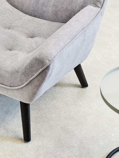 Orsina Stockholm Grey Linen Effect Accent Chair | Black Wood Legs