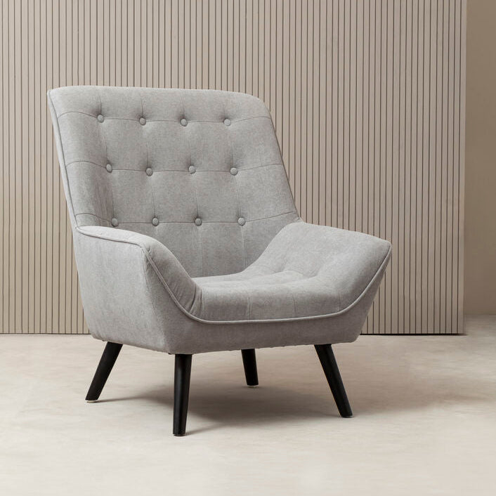 Orsina Stockholm Grey Linen Effect Accent Chair | Black Wood Legs
