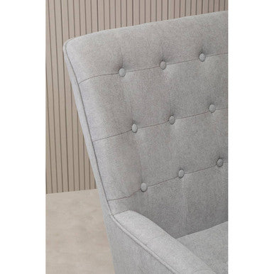 Orsina Stockholm Grey Linen Effect Accent Chair | Black Wood Legs