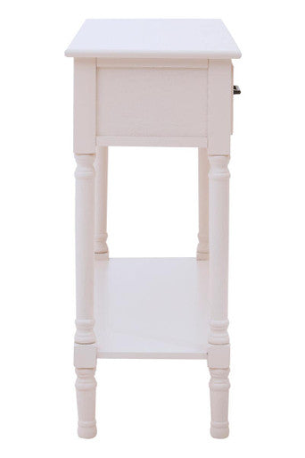 Orsina Heritage White Wood Console Table with 2 Carved Drawers