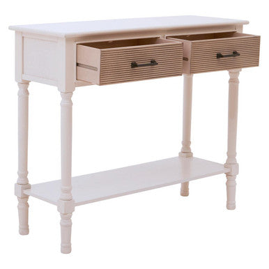 Orsina Heritage White Wood Console Table with 2 Carved Drawers