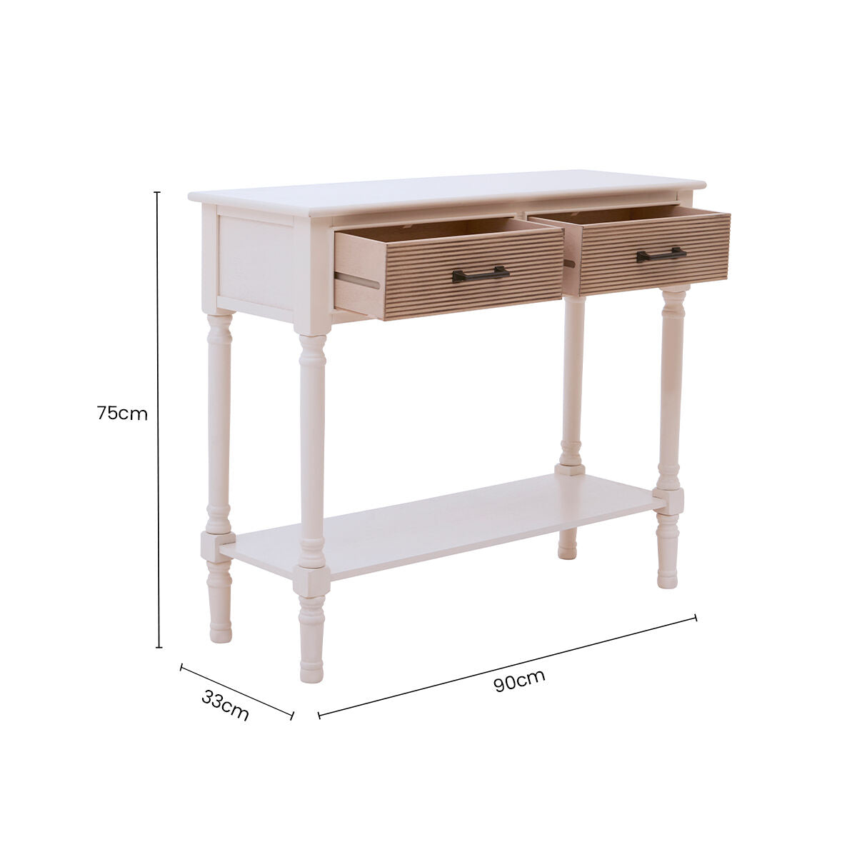 Orsina Heritage White Wood Console Table with 2 Carved Drawers