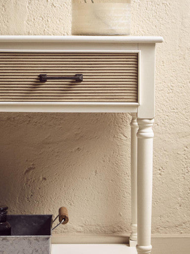 Orsina Heritage White Wood Console Table with 2 Carved Drawers