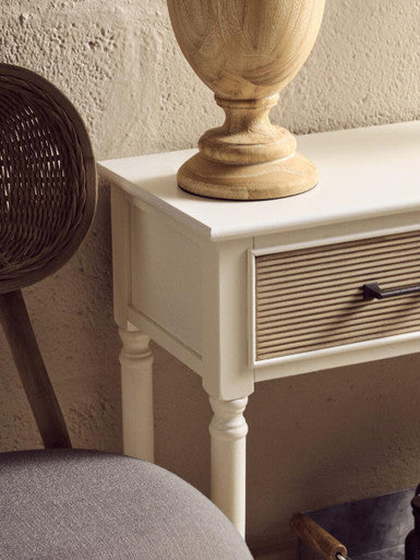 Orsina Heritage White Wood Console Table with 2 Carved Drawers