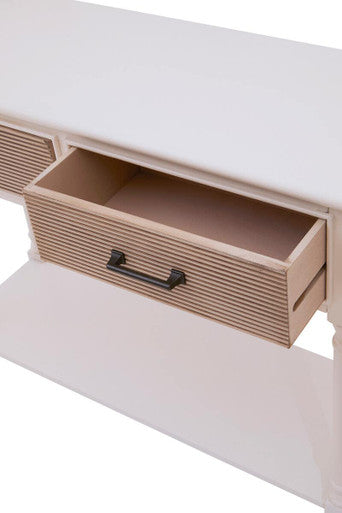 Orsina Heritage White Wood Console Table with 2 Carved Drawers