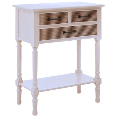 Orsina Heritage White Wood Console Table with 3 Carved Drawers