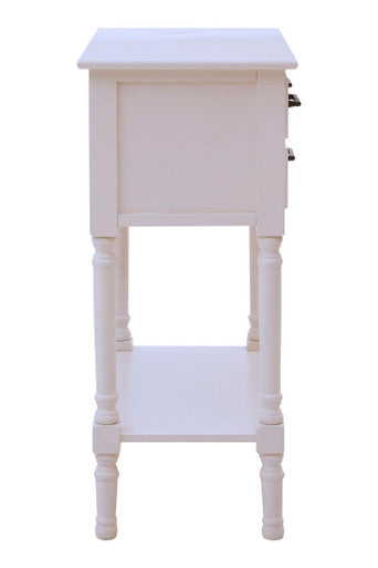Orsina Heritage White Wood Console Table with 3 Carved Drawers