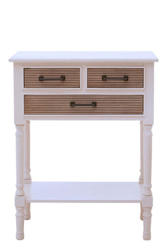Orsina Heritage White Wood Console Table with 3 Carved Drawers