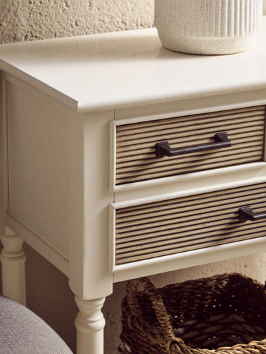 Orsina Heritage White Wood Console Table with 3 Carved Drawers