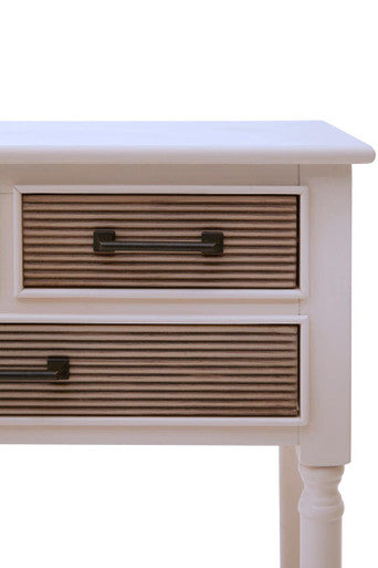 Orsina Heritage White Wood Console Table with 3 Carved Drawers