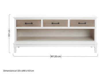 Orsina Heritage 3 Drawer White Cabinet – Pearl Finish Storage Unit