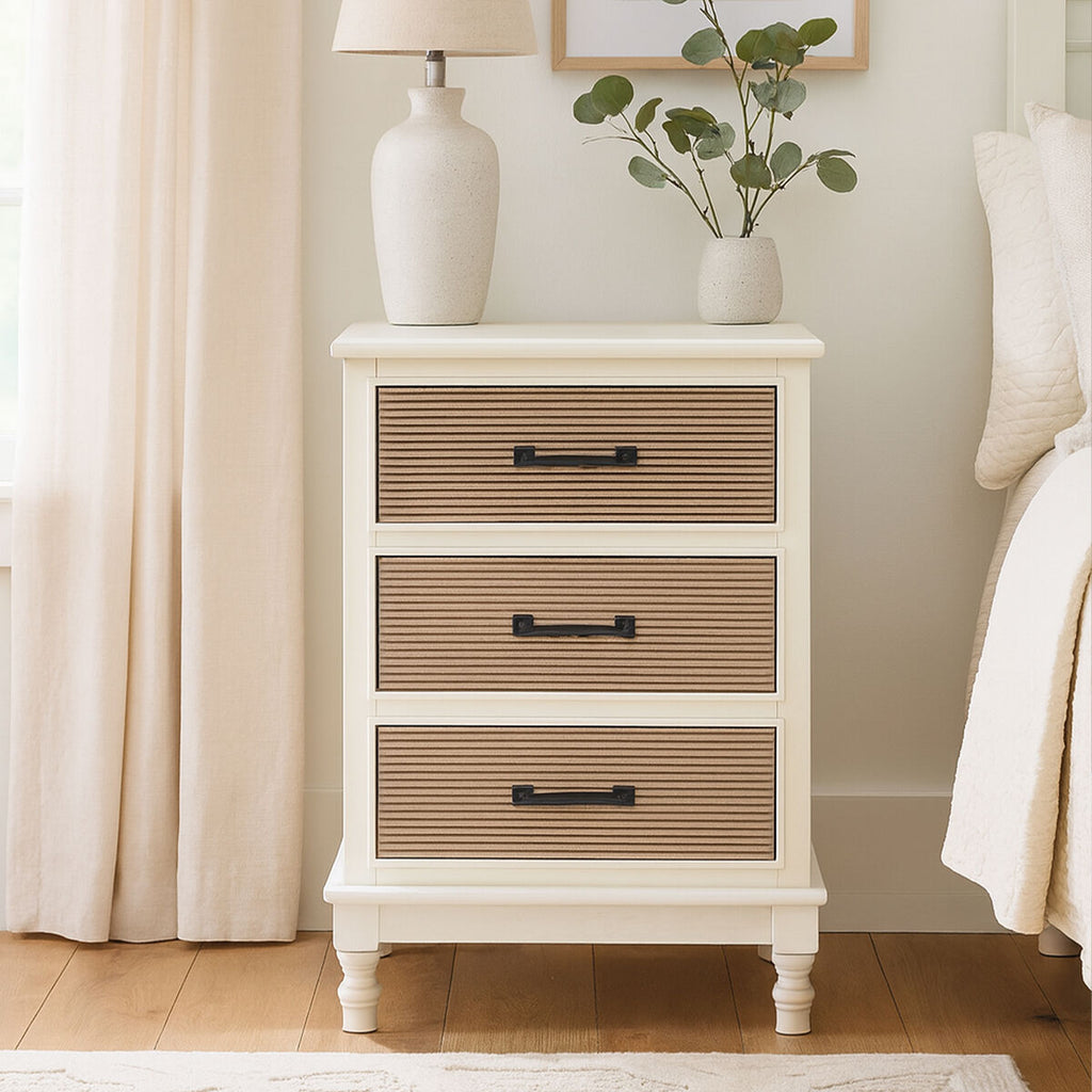Orsina Heritage White 3 Drawer Chest – Classic Carved Bedroom Dresser