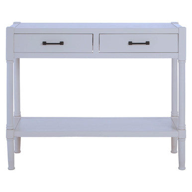 Orsina Heritage White Wooden Console Table with 2 Drawers & Shelf