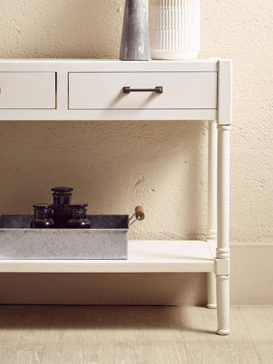 Orsina Heritage White Wooden Console Table with 2 Drawers & Shelf