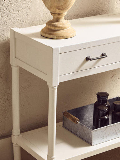 Orsina Heritage White Wooden Console Table with 2 Drawers & Shelf
