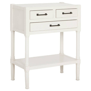 Orsina Heritage Console Table – Pearl White Wood with 3 Drawers