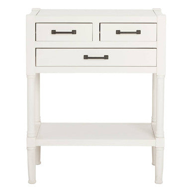 Orsina Heritage Console Table – Pearl White Wood with 3 Drawers