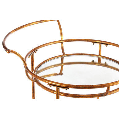 Orsina Hadley 2-Tier Gold Drinks Trolley | Round Mirrored Bar Cart