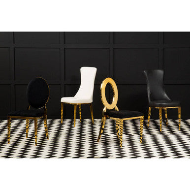 Orsina Sarita Gold Stackable Dining Chair | Modern Metal Luxury Seating