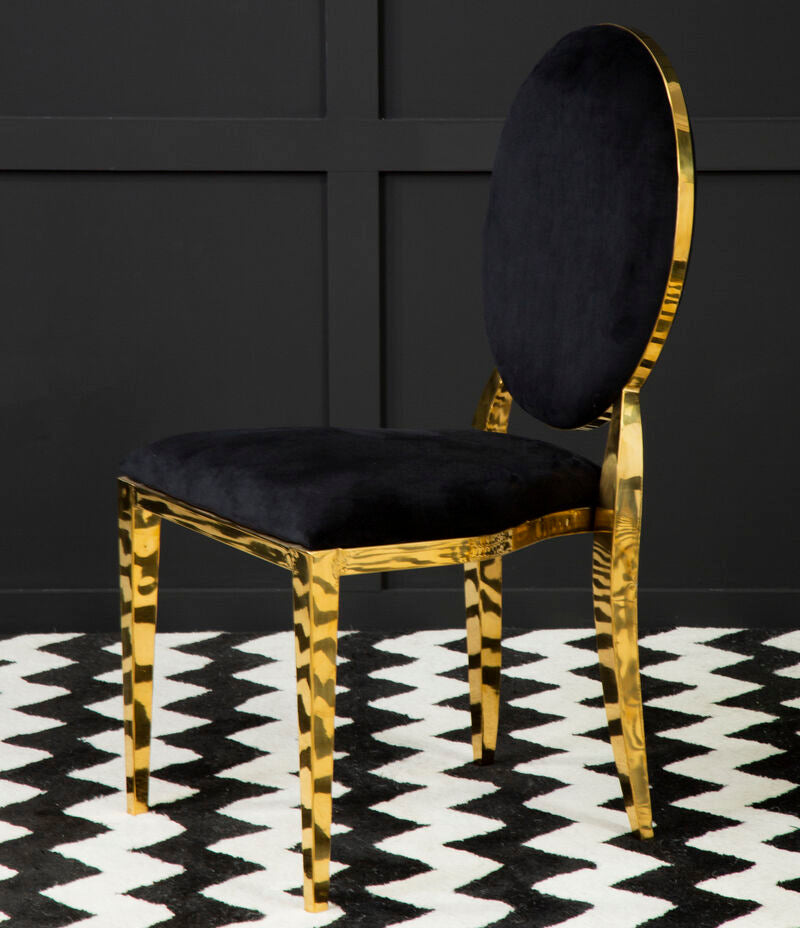 Orsina Sarita Gold Stackable Dining Chair | Modern Metal Luxury Seating