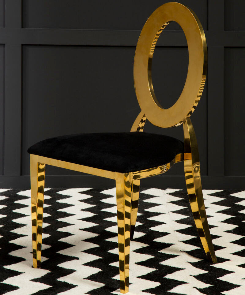 Orsina Sarita Stackable Dining Chair | Modern Gold Metal Frame