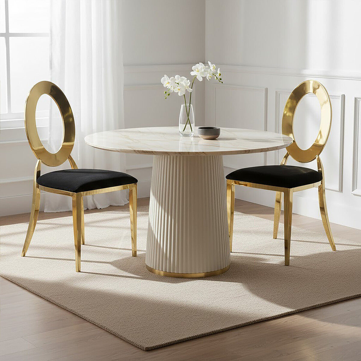 Orsina Sarita Stackable Dining Chair | Modern Gold Metal Frame