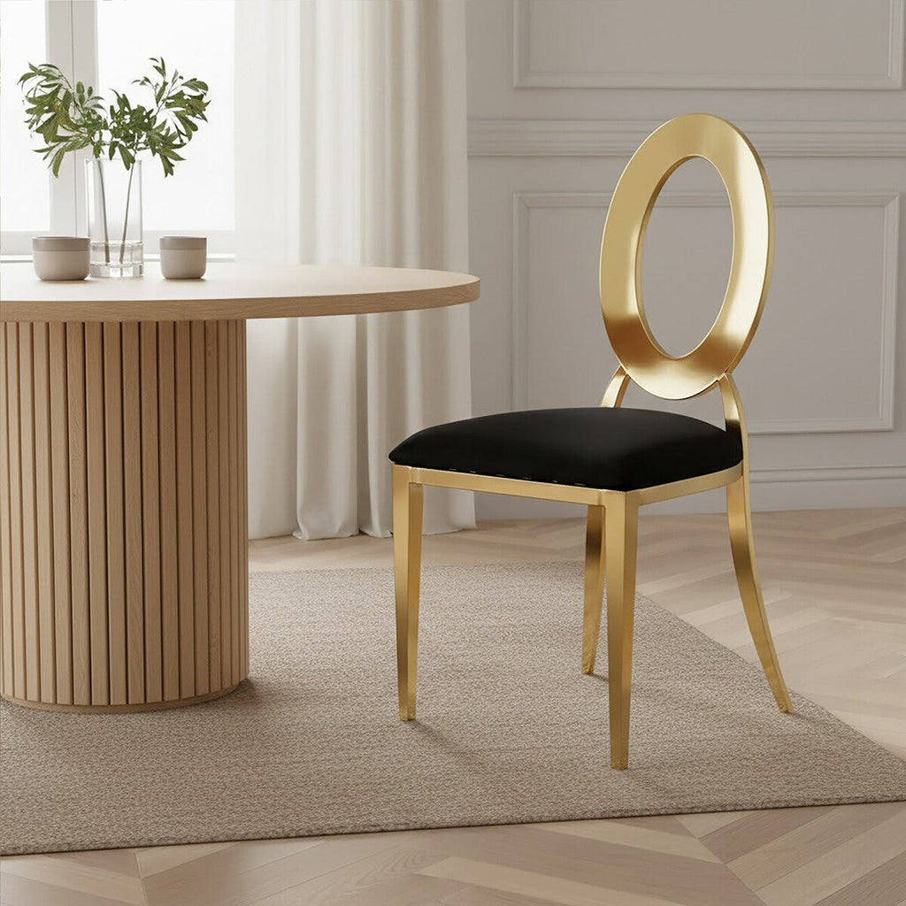 Orsina Sarita Stackable Dining Chair | Modern Gold Metal Frame