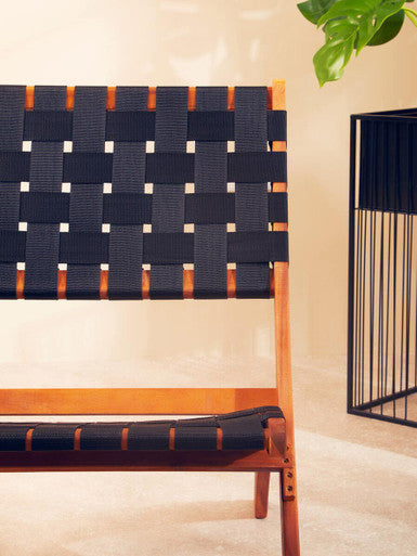 Orsina Emilio Black Woven Chair – Mid-Century Modern Accent Seating