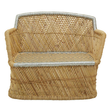 Orsina Rowan 2 Seater Bamboo Sofa | Natural and Silver Grey Woven