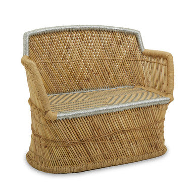 Orsina Rowan 2 Seater Bamboo Sofa | Natural and Silver Grey Woven