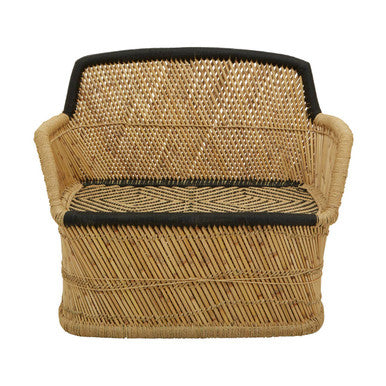 Orsina Rowan 2 Seater Bamboo Sofa – Natural and Black Woven Rope