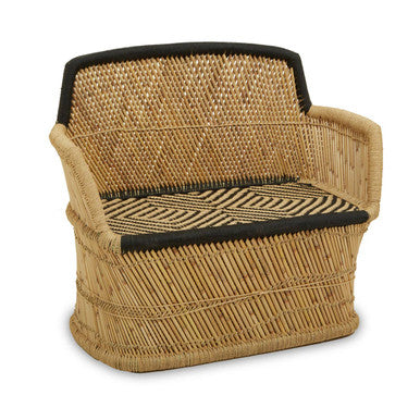 Orsina Rowan 2 Seater Bamboo Sofa – Natural and Black Woven Rope