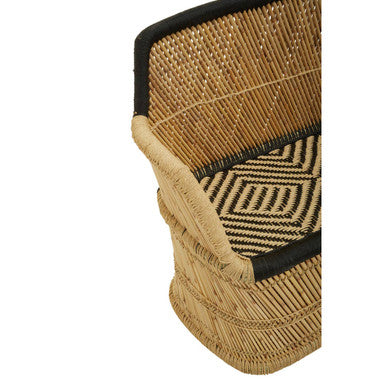 Orsina Rowan 2 Seater Bamboo Sofa – Natural and Black Woven Rope