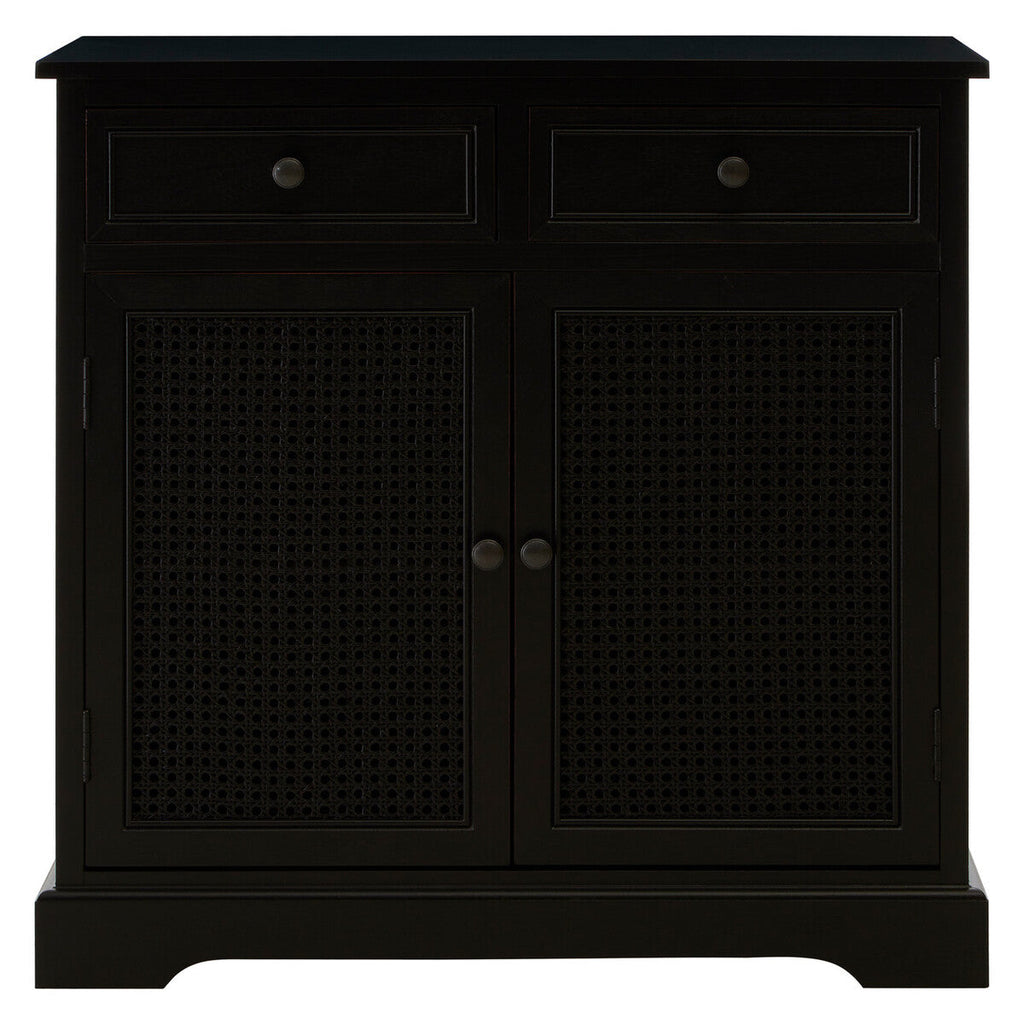 Orsina Heritage Black Wooden Sideboard – Cane Detail Storage Cabinet
