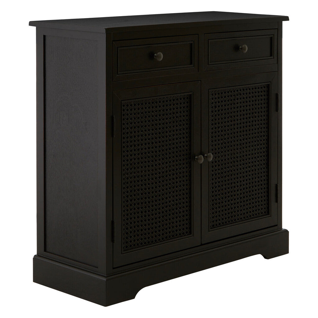 Orsina Heritage Black Wooden Sideboard – Cane Detail Storage Cabinet