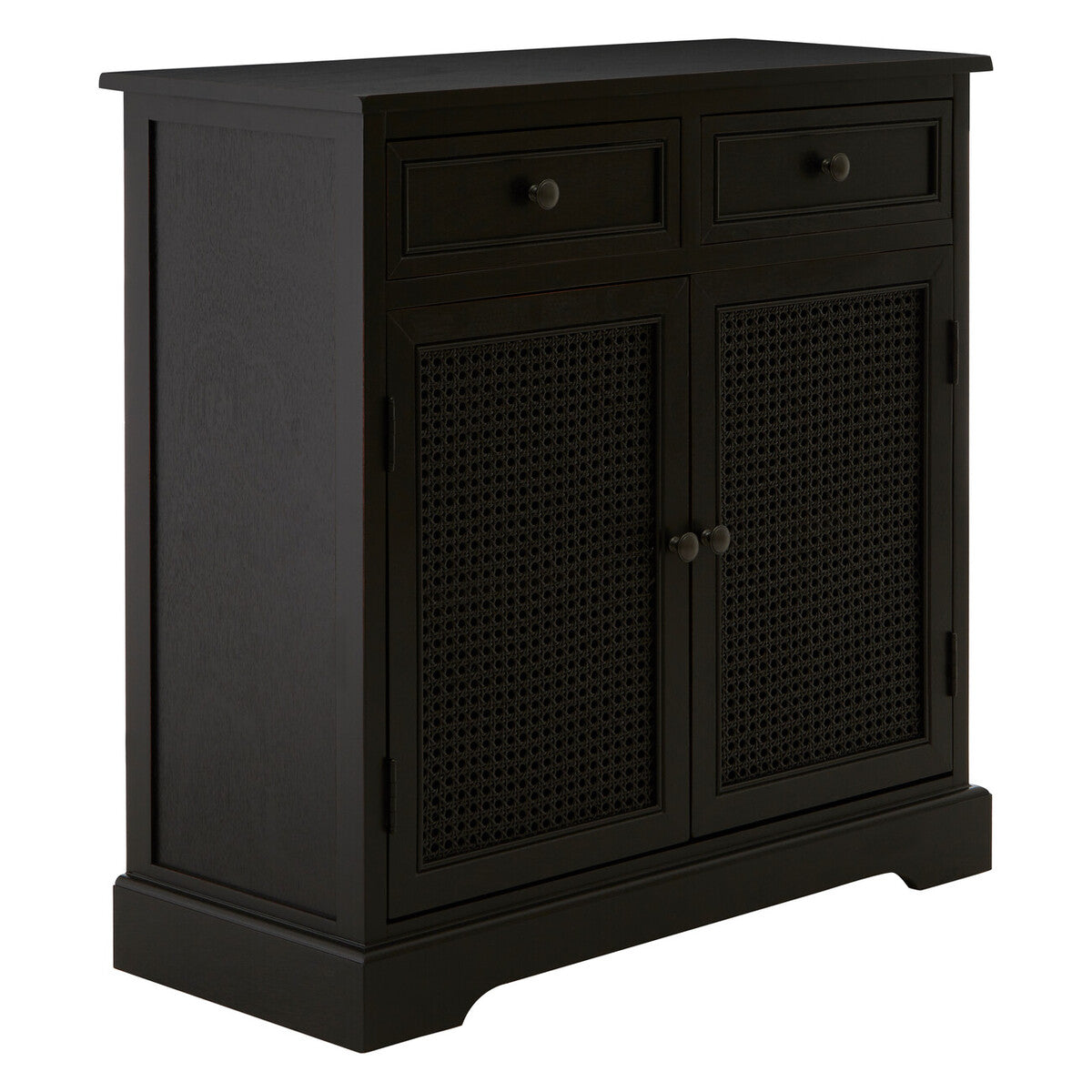 Orsina Heritage Black Wooden Sideboard – Cane Detail Storage Cabinet