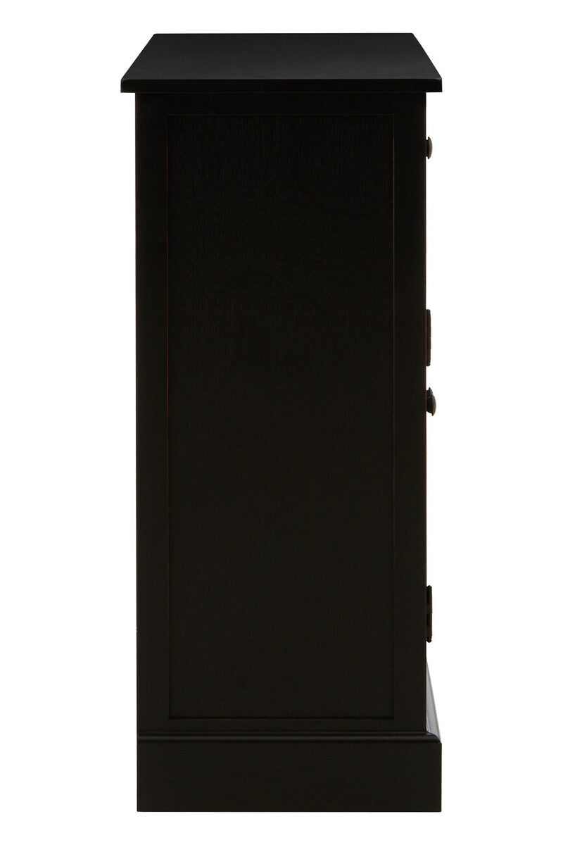 Orsina Heritage Black Wooden Sideboard – Cane Detail Storage Cabinet
