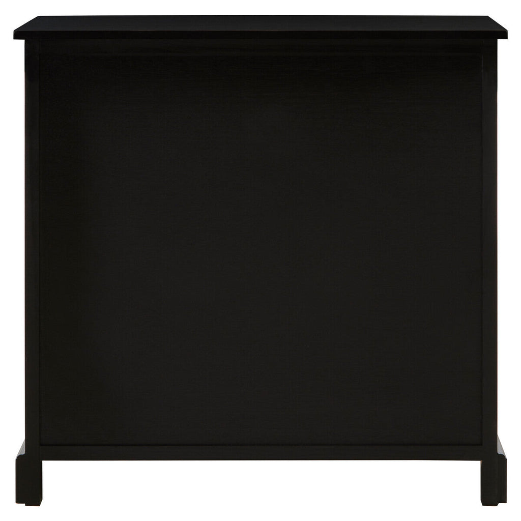 Orsina Heritage Black Wooden Sideboard – Cane Detail Storage Cabinet