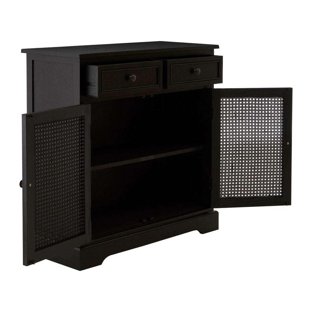 Orsina Heritage Black Wooden Sideboard – Cane Detail Storage Cabinet