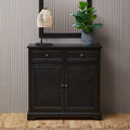 Orsina Heritage Black Wooden Sideboard – Cane Detail Storage Cabinet