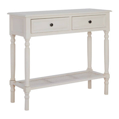 Orsina Heritage White Wooden Console Table with 2 Drawers and Shelf