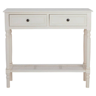 Orsina Heritage White Wooden Console Table with 2 Drawers and Shelf