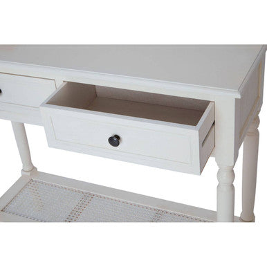 Orsina Heritage White Wooden Console Table with 2 Drawers and Shelf