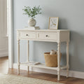 Orsina Heritage White Wooden Console Table with 2 Drawers and Shelf
