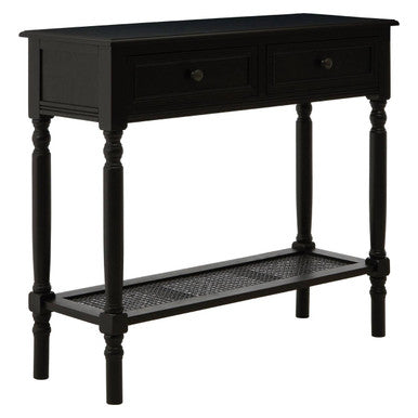 Orsina Heritage Console Table | Antique Black Wood with 2 Drawers
