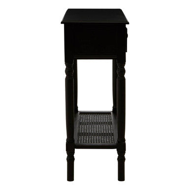 Orsina Heritage Console Table | Antique Black Wood with 2 Drawers