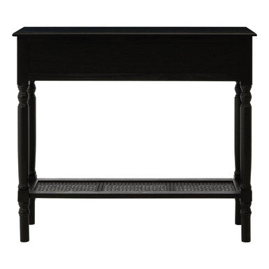 Orsina Heritage Console Table | Antique Black Wood with 2 Drawers