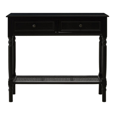 Orsina Heritage Console Table | Antique Black Wood with 2 Drawers