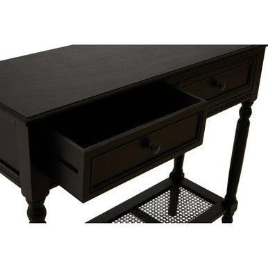 Orsina Heritage Console Table | Antique Black Wood with 2 Drawers